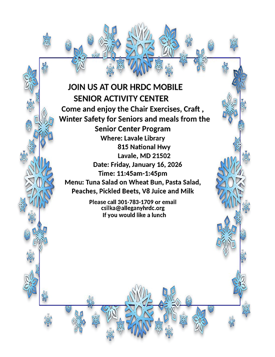 January 16, 2026 LaVale Mobile Senior Activity Center Informational Flyer