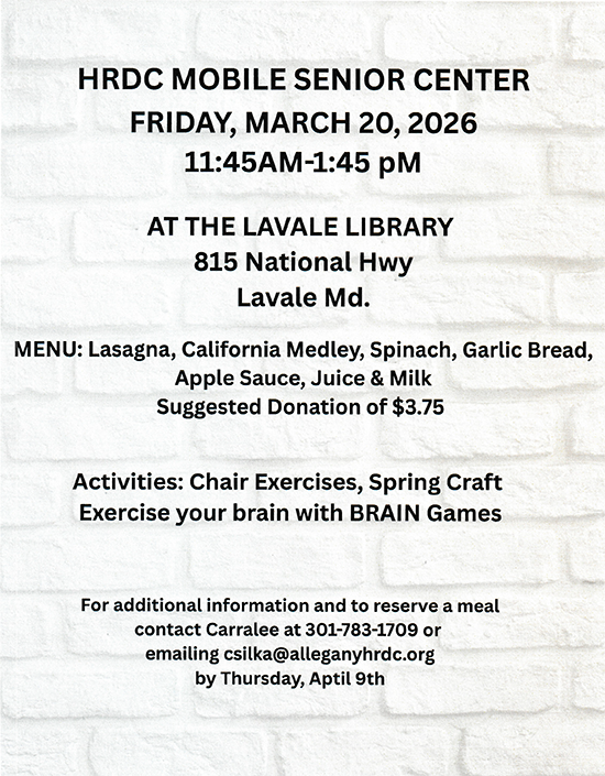 March 20, 2026 LaVale Mobile Senior Activity Center Informational Flyer