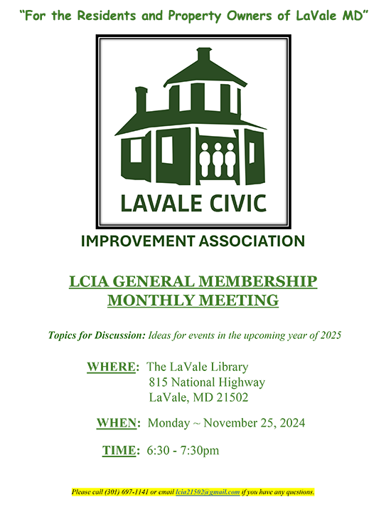 November 25, 2024 General Membership Monthly Meeting Informational Flyer