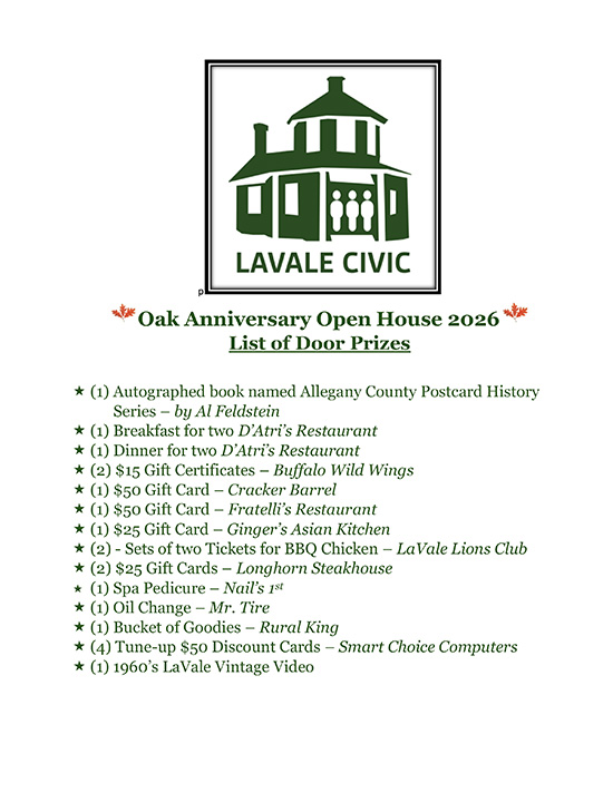 2026 Open House List of Door Prizes