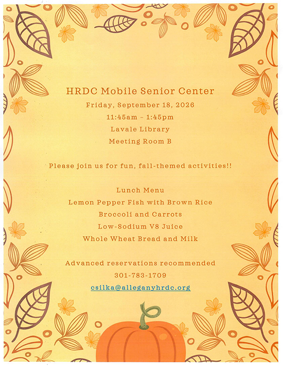 September 18, 2026 LaVale Mobile Senior Activity Center Informational Flyer