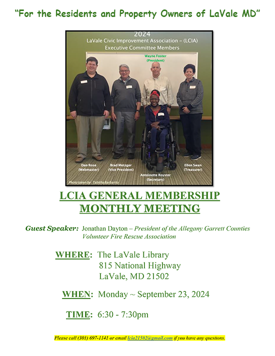 September 23, 2024 General Membership Monthly Meeting Informational Flyer